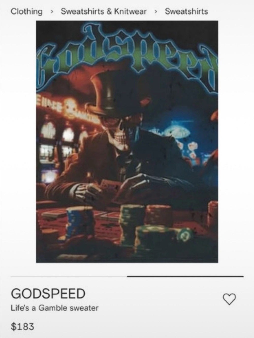 Godspeed Long sleeve life is a gamble size medium